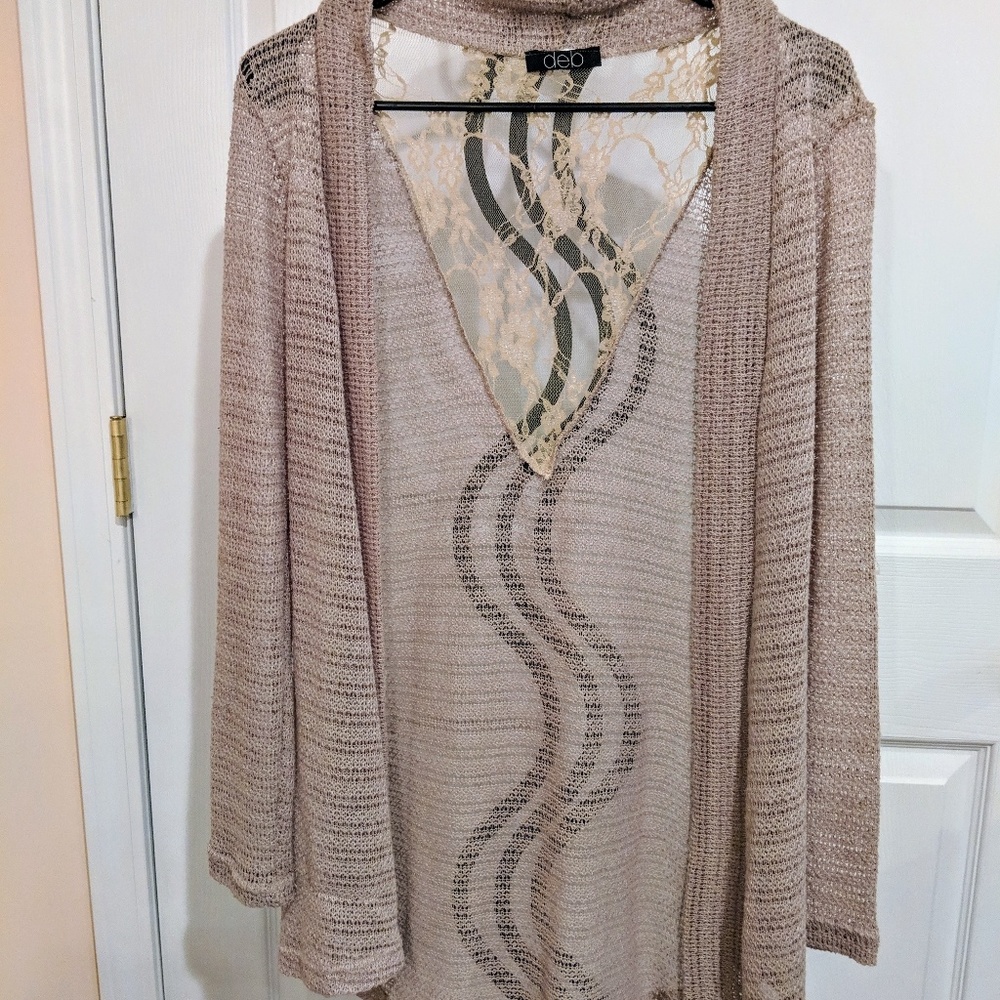 Tan sweater with lace back